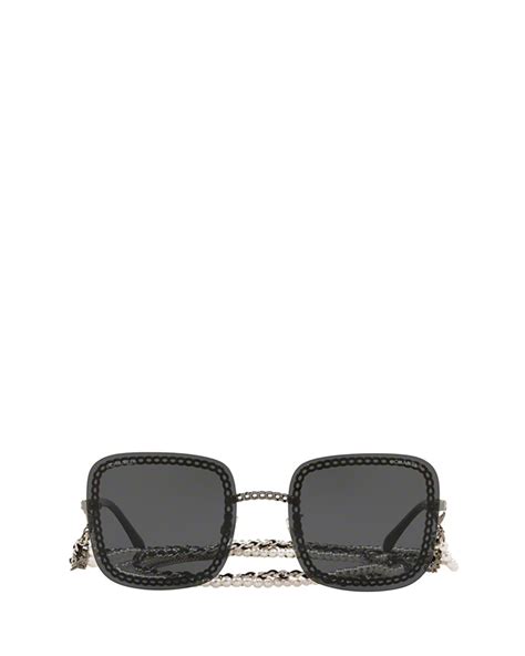 chanel square frame chain sunglasses|chanel sunglasses with on side.